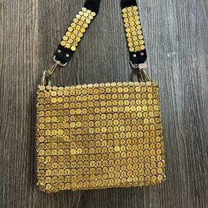 San Benito Saint Benedict Handmade medallions  Gold Chainmail Shoulder Bag